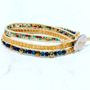 Refugio Beach Chrysocolla Beaded Wrap Bracelet